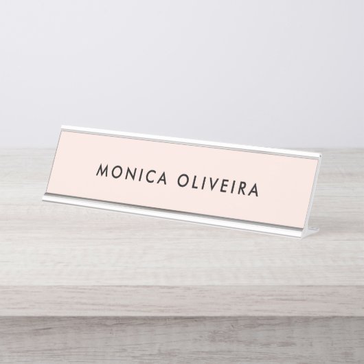 Eenvoudige, zwarte, zwarte roze bureau naambordje (Voorkant)