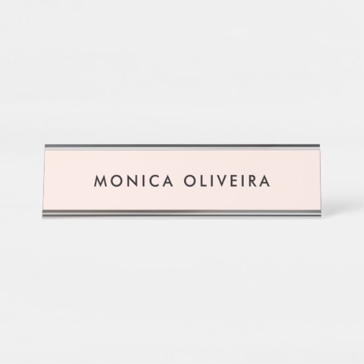 Eenvoudige, zwarte, zwarte roze bureau naambordje (Voorkant)