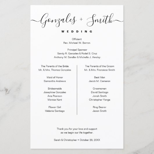 Eenvoudige zwarte zwarte witte lijst met bridale p (Voorkant)