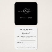 Eenvoudige zwarte zwarte witte monogram verwijzing vierkante visitekaartjes (Voorkant /achterkant)