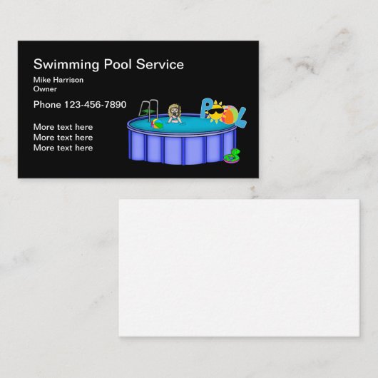 Eenvoudige zwembaddiensten visitekaartje (Voorkant / Achterkant)