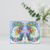 EENVOUDIGER BONNET EN EIEREN, MET EEN KANS KANKZIC FEESTDAGENKAART (Staand voorkant)