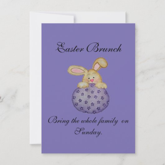 EENVOUDIGER BRUNCH BUNNY OP EGG-INVITATIE KAART (Voorkant)
