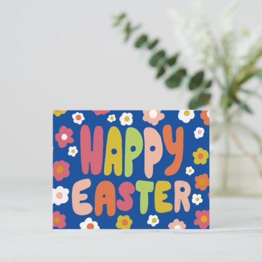 EENVOUDIGER Bubble Letters Colorful Spring CUSTOM Briefkaart (Staand voorkant)