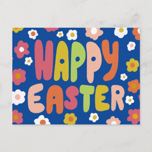 EENVOUDIGER Bubble Letters Colorful Spring CUSTOM Briefkaart (Voorkant)