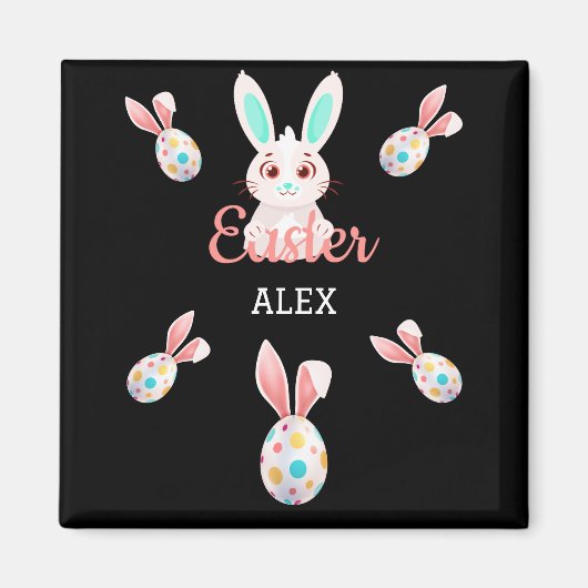 "EENVOUDIGER" BUNNY MAGNET MET GESPECKEERDE EIEREN (Voorkant)