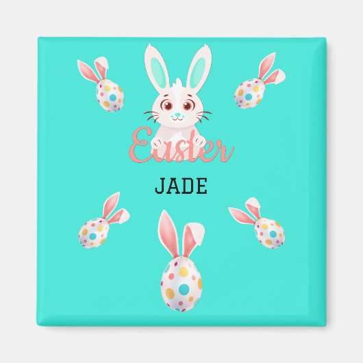 "EENVOUDIGER" BUNNY MAGNET MET GESPECKEERDE EIEREN (Voorkant)