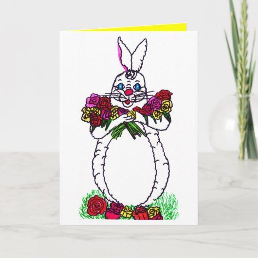 EENVOUDIGER BUNNY MET ROZEN FEESTDAGEN KAART (Voorkant)