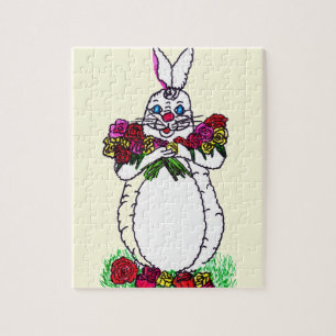 EENVOUDIGER BUNNY MET ROZEN LEGPUZZEL