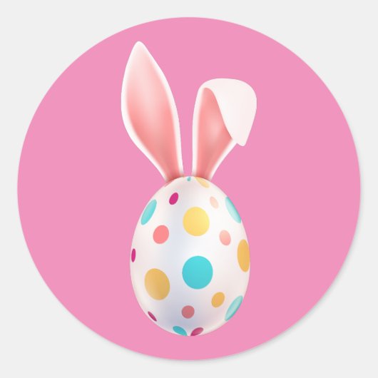 " EENVOUDIGER " GESPECKELDE EGG EN BUNNY EARS CLAS RONDE STICKER (Voorkant)
