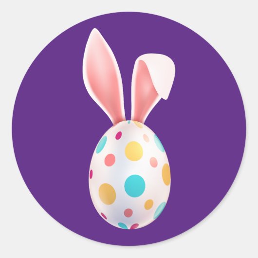 " EENVOUDIGER " GESPECKELDE EGG EN BUNNY EARS CLAS RONDE STICKER (Voorkant)