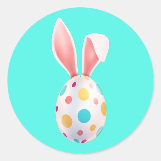 " EENVOUDIGER " GESPECKELDE EGG EN BUNNY EARS CLAS RONDE STICKER (Voorkant)