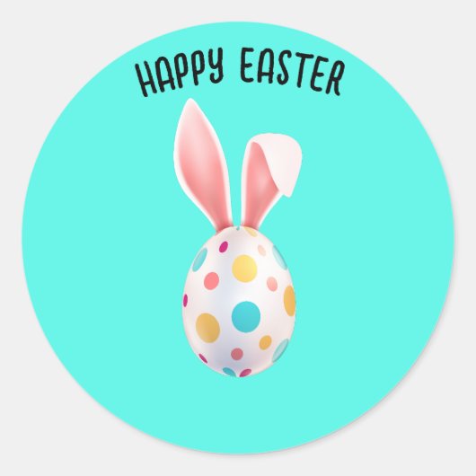 " EENVOUDIGER " GESPECKLEERDE EGG EN BUNNY EARS RONDE STICKER (Voorkant)