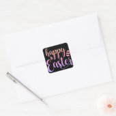 EENVOUDIGER Glitter Eierregenboogkleuren voor forc Vierkante Sticker (Envelop)