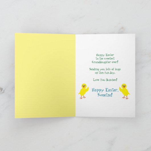 Eenvoudiger kleindochter Yellow Chic Easter Basket Feestdagen Kaart (Binnen)