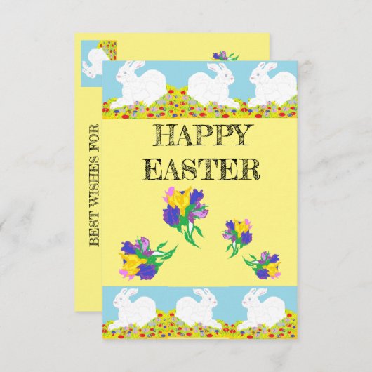 EENVOUDIGER Wenskaart BUNNY RABBIT & LILLY'S Bedankkaart (Voorkant / Achterkant)