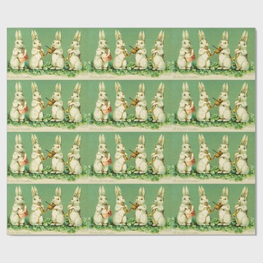 EENVOUDIGER WIT RABBIT ORCHESTRA Music Making Rabb Cadeaupapier (Vlak)