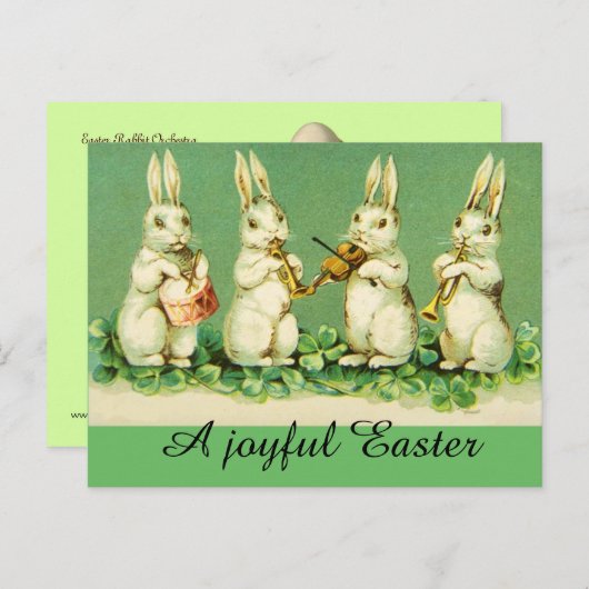 EENVOUDIGER WIT RABBIT ORCHESTRA Music Making Rabb Feestdagenkaart (Voorkant / Achterkant)