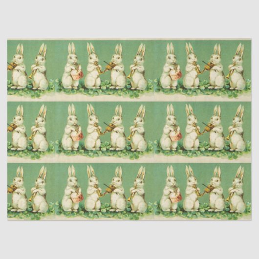 EENVOUDIGER WIT RABBIT ORCHESTRA Music Making Rabb Tissuepapier (Voorkant)