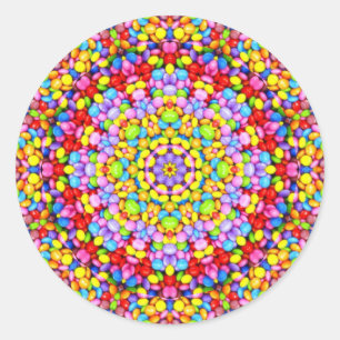 EENVOUDIGER ~ WOW! Multicolored Snoep voor het Pas Ronde Sticker