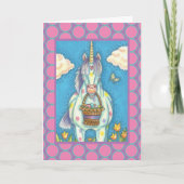 EENVOUDIGERE BASKET UNICORN, FANTASY WENSKAART Ver Feestdagen Kaart (Voorkant)