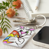 EENVOUDIGERE BUNNING MET KLEURSTOFEASTER EGG SLEUTELHANGER (Voorkant Rechts)