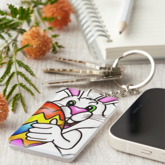 EENVOUDIGERE BUNNING MET KLEURSTOFEASTER EGG SLEUTELHANGER (Voorkant Rechts)