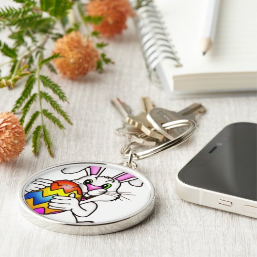 EENVOUDIGERE BUNNING MET KLEURSTOFEASTER EGG SLEUTELHANGER (Zijkant)