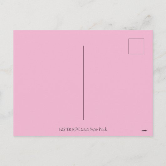 EENVOUDIGERE BUNNY RIDING CUTE CHICK IN BLAUWE EGG FEESTDAGENKAART (Achterkant)