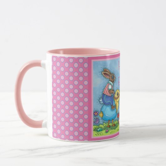 EENVOUDIGERE BUNNY RIDING CUTE CHICK IN BLAUWE EGG MOK (Links)