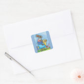EENVOUDIGERE BUNNY RIDING CUTE CHICK IN BLAUWE EGG VIERKANTE STICKER (Envelop)
