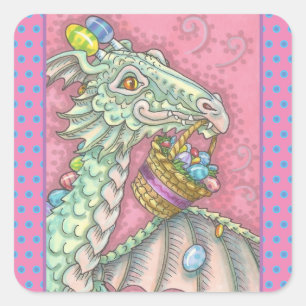 EENVOUDIGERE DRAGON EGG DROP, HOLIDAY FANTASY-STIC VIERKANTE STICKER