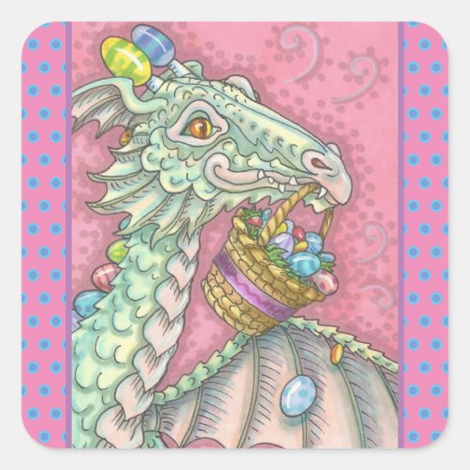 EENVOUDIGERE DRAGON EGG DROP, HOLIDAY FANTASY-STIC VIERKANTE STICKER (Voorkant)