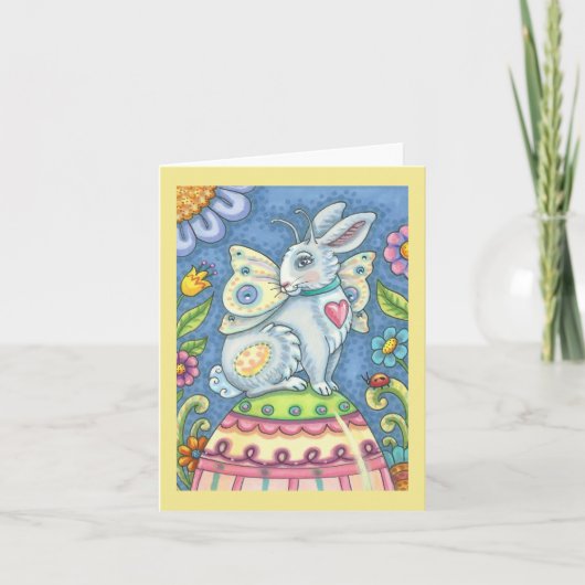 EENVOUDIGERE EGG FAIRY, FANTASY RABBIT NOTE CARD B FEESTDAGEN KAART (Voorkant)