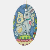 EENVOUDIGERE EGG FAIRY RABBIT, FANTASY HARE ORNAME KERAMISCH ORNAMENT (Rechts)