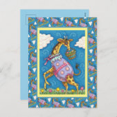 EENVOUDIGERE EGG-GIRAFFE- EN SPRINGTULIPS-Cute Feestdagenkaart (Voorkant / Achterkant)