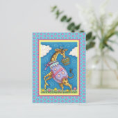 EENVOUDIGERE EGG-GIRAFFE- EN SPRINGTULIPS-Cute Feestdagenkaart (Staand voorkant)