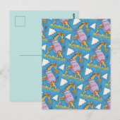 EENVOUDIGERE EGG-GIRAFFE EN TULIPS, SPRINGEND BRIE BRIEFKAART (Voorkant / Achterkant)
