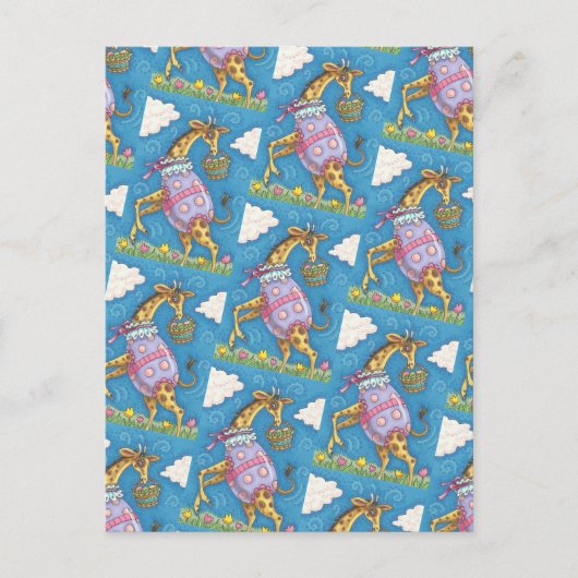 EENVOUDIGERE EGG-GIRAFFE EN TULIPS, SPRINGEND BRIE BRIEFKAART (Voorkant)