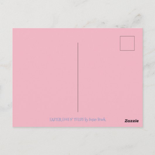 EENVOUDIGERE EGG-GIRAFFE EN TULIPS, SPRINGEND BRIE BRIEFKAART (Achterkant)