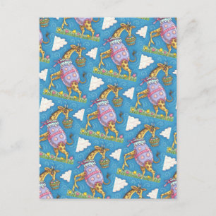 EENVOUDIGERE EGG-GIRAFFE EN TULIPS, SPRINGEND BRIE BRIEFKAART