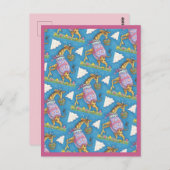 EENVOUDIGERE EGG-GIRAFFE EN TULIPS, SPRINGEND BRIE BRIEFKAART (Voorkant / Achterkant)