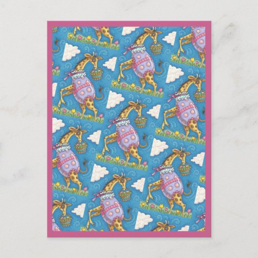 EENVOUDIGERE EGG-GIRAFFE EN TULIPS, SPRINGEND BRIE BRIEFKAART (Voorkant)