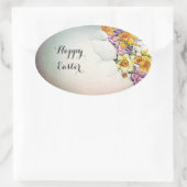 EENVOUDIGERE EGG MET GEYELLOGE NARCISSUSSTROMEN OVALE STICKER (Tas)