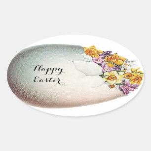 EENVOUDIGERE EGG MET GEYELLOGE NARCISSUSSTROMEN OVALE STICKER