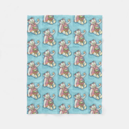 EENVOUDIGERE EGG TEDDY BEAR BLANKET SM FLEECE DEKEN (Voorkant)