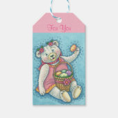 EENVOUDIGERE EGG TEDDY BEAR LABEL SET Pink Cadeaulabel (Voorkant)