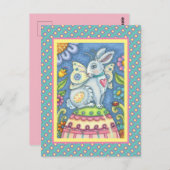 EENVOUDIGERE EGG-VRIJ, SPRING HARE FANTASY-BRIEFKA BRIEFKAART (Voorkant / Achterkant)