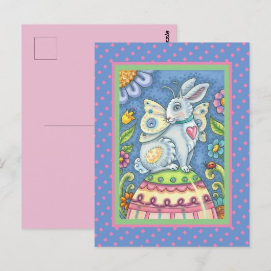EENVOUDIGERE EGG-VRIJ, SPRING HARE FANTASY-BRIEFKA BRIEFKAART (Voorkant / Achterkant)