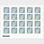 EENVOUDIGERE EGG-VRIJ, SPRING HARE RABBIT STICKER- VIERKANTE STICKER (Vel)